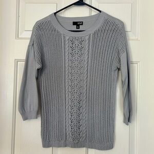 a.n.a Gray Crew Neck Sweater with Cable Knit